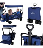Carucior pliabil pentru transport cu copertina 120L albastru