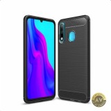 Husa Carbon Neagra Huawei P30 Lite / P30 Lite New Edition, Back Cover, Protectie Socuri, OEM
