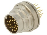 Conector BINDER M16 soclu tată 19 pini 3A 32V drept IP40 THT