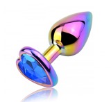 Dop Anal Rainbow Buttplug Medium, Heart Shape, Piatra Albastru Inchis, Guilty Toys