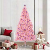 VidaXL Pom de Crăciun artificial pre-iluminat Roz 210 cm PVC 3397095