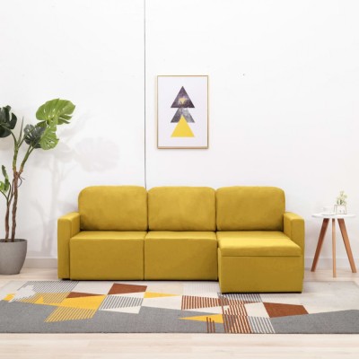 vidaXL Canapea extensibilă modulară cu 3 locuri galben material textil foto