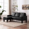 VidaXL Canapea cu 3 locuri și taburet, negru, piele ecologică 288767