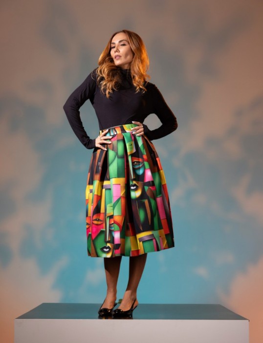 Fusta midi Onyx cu buzunare laterale