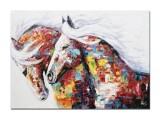 Cumpara ieftin Tablou cai pictat manual, Principesa si Amadeus, 70x50cm ulei pe panza in cutit efect 3D, Valentin Pop