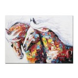 Tablou cai pictat manual, Principesa si Amadeus, 70x50cm ulei pe panza in cutit efect 3D, Valentin Pop