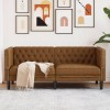Gossi canapea chesterfield cu 2 locuri maro piele intoarsa ecologica