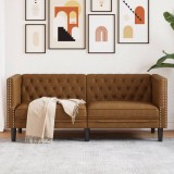 VidaXL Canapea Chesterfield cu 2 locuri maro piele &icirc;ntoarsă ecologică