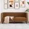 Gossi canapea chesterfield cu 2 locuri maro piele intoarsa ecologica