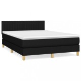 Cumpara ieftin Pat box spring cu saltea, negru, 140x190 cm, textil