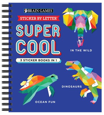 Brain Games - Sticker by Letter: Super Cool - 3 Sticker Books in 1 (in the Wild, Dinosaurs, Ocean Fun) foto