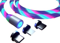 Cablu Incarcator Magnetic,Telefon cu 3 Capete si Cablu Iluminat foto