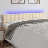 VidaXL Tăblie de pat cu LED, crem, 200x5x78/88 cm, textil