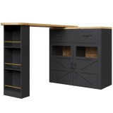 Masă de bar extensibilă cu spațiu de depozitare și funcție de rotire 360&deg;, Negru | Aosom Romania