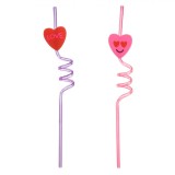 Set Paie Reutilizabile, 2 Buc, Plastic, Design Inimi, Culori Mov și Fucsia, 6x270mm, Oem
