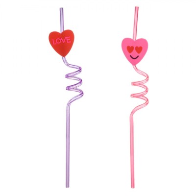 Set Paie Reutilizabile, 2 Buc, Plastic, Design Inimi, Culori Mov și Fucsia, 6x270mm foto