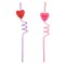 Set Paie Reutilizabile, 2 Buc, Plastic, Design Inimi, Culori Mov și Fucsia, 6x270mm