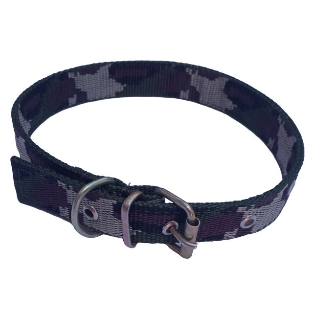 Zgarda pentru caini, imprimeu militar, material textil, 2.5 x 60 cm, ajustabila, 45-55 cm