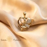 Cumpara ieftin Pandantiv Inima Ingerului , Pandantiv placat cu aur 14K cu zirconia albe