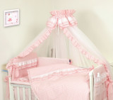Lenjerie 3 piese cu protectie laterala Baby Chic din bumbac 120x60 cm roz, AMY