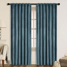 Draperie din catifea cu rejansa transparenta cu ate pentru galerie, Madison, 150x240 cm, densitate 700 g/ml, Stone, 1 buc