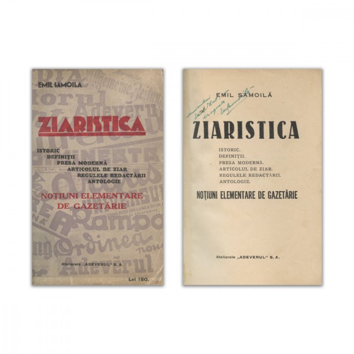 Emil Samoilă, Ziaristica, cu dedicația autorului