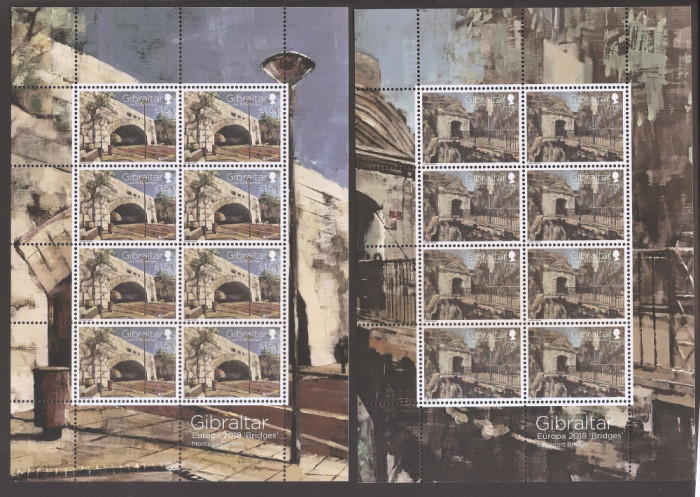 Gibraltar 2018 - Europa Stamps - Poduri, minicoli de 8, MNH (vezi descrierea)