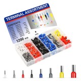 Cumpara ieftin Set 1200 pini terminali electrici izolati, 0.5-10 mm &sup2; AWG22-8, 8 dimensiuni, conectori tubulari multicolori pentru sertizare, cutie organizatoare