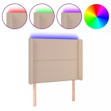 Cumpara ieftin Tablie de pat cu LED cappuccino 93x16x118/128cm piele ecologica