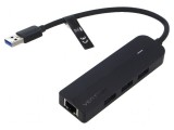 Hub USB LED neagră compactă