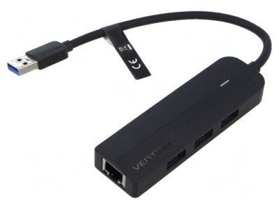 Hub USB LED neagră compactă foto