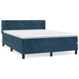 Cumpara ieftin Pat box spring cu saltea, albastru inchis, 140x200 cm, catifea