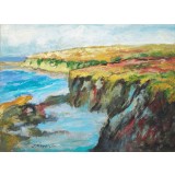 E56. Tablou, La malul oceanului, acrilic pe carton panzat, neinramat, 24x18 cm