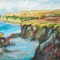 E56. Tablou, La malul oceanului, acrilic pe carton panzat, neinramat, 24x18 cm