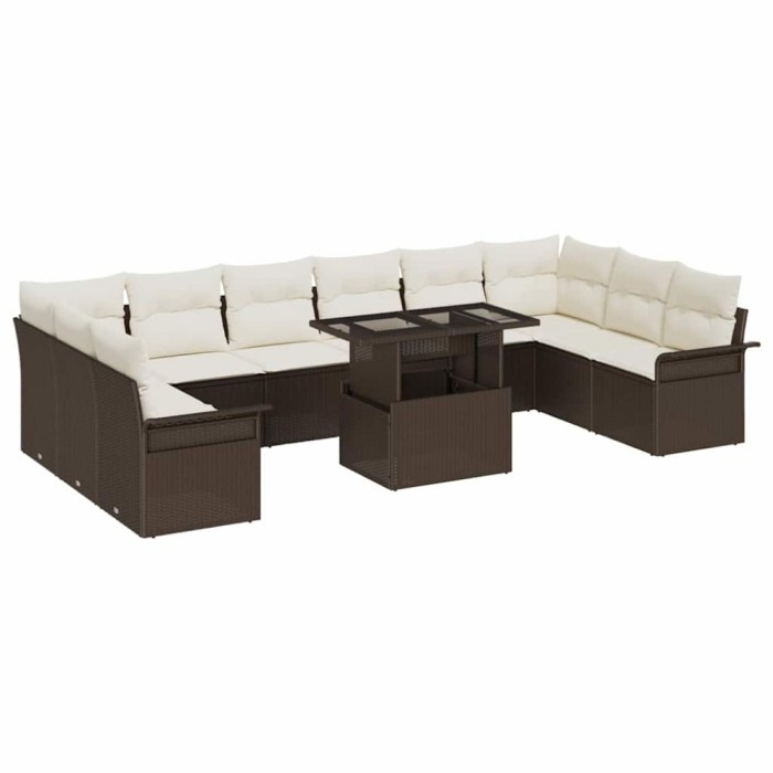 vidaXL Set de canapele pentru grădină 11 pcs Maro 100 x 55 x 73 cm 3357091