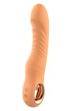 Vibrator Ribbed Vibe Glam, 10 Moduri Vibratii, Silicon, USB, Portocaliu, 22 cm