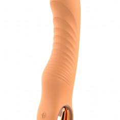 Vibrator Ribbed Vibe Glam, 10 Moduri Vibratii, Silicon, USB, Portocaliu, 22 cm