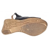 Sandale dama din piele naturala cu platforme de 8.5 cm Negru Floral BVS46XNF