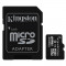 Card de memorie Kingston Industrial microSDHC 16GB 45 Mbs Clasa 10 UHS-I U1 cu adaptor SD