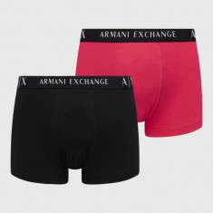 Armani Exchange boxeri 2-pack barbati, culoarea roz