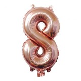 Balon din folie flippy, cifra 8, 81 cm, pentru aer sau heliu, bulk, roz auriu