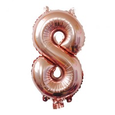 Balon din folie flippy, cifra 8, 81 cm, pentru aer sau heliu, bulk, roz auriu