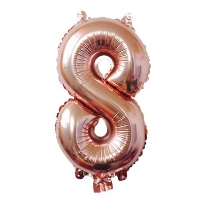 Balon din folie flippy, cifra 8, 81 cm, pentru aer sau heliu, bulk, roz auriu foto