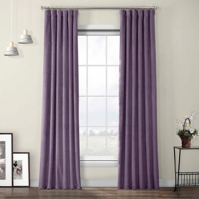 Draperie din catifea cu rejansa din bumbac tip fagure, Madison, 200x260 cm, densitate 700 g/ml, Mauve, 1 buc foto
