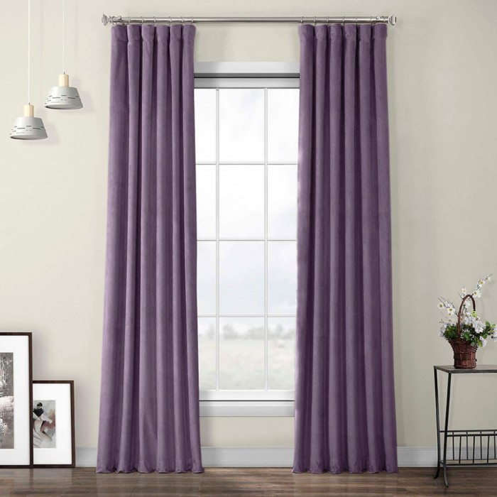 Draperie din catifea cu rejansa din bumbac tip fagure, Madison, 200x260 cm, densitate 700 g/ml, Mauve, 1 buc