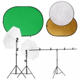 Kit studio foto cu set de lumini, ecran de fundal si reflector GartenMobel Dekor, vidaXL