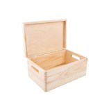 cutie din lemn cu capac | 30 x 20 x 14 cm (+/-1cm) | Cutie de amintiri pentru bebeluși, cutie mare din lemn cu capac, cutie necolorată | cu m&acirc;nere | P