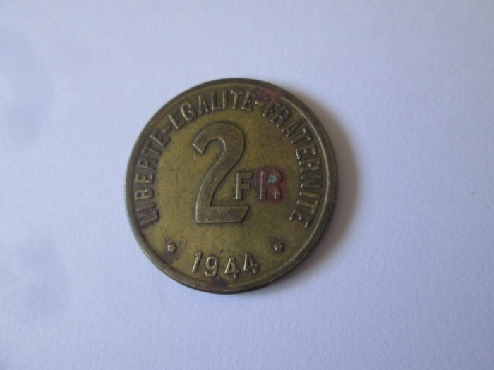 Franta 2 Francs 1944 ocupatia aliata
