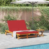 VidaXL Șezlong dublu , cu roți și pernă - Lemn de acacia solid