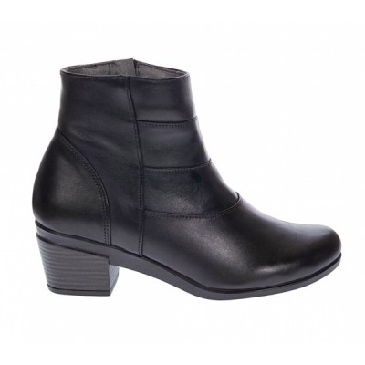 Ghetute dama din piele naturala box, cu fermoar, Toc de 5 cm, NEGRU - MVS63NBOX foto